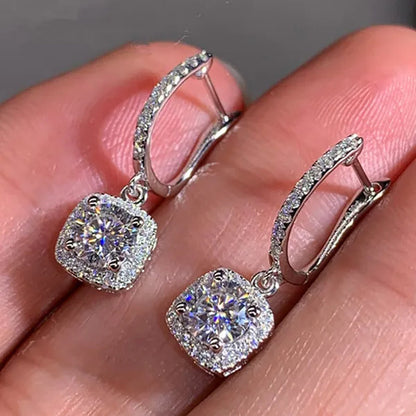 Luxury Elegant Exquisite Rose Gold Diamond Dangle Drop Earrings for Women Engagement Bridal Wedding Earrings Party Jewelry