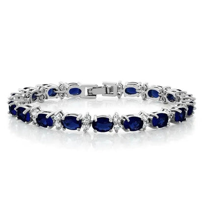 Gem Stone King 925 Sterling Silver Gorgeous Oval and Round Sparkling Cubic Zirconia CZ Tennis Bracelet Jewelry Gift