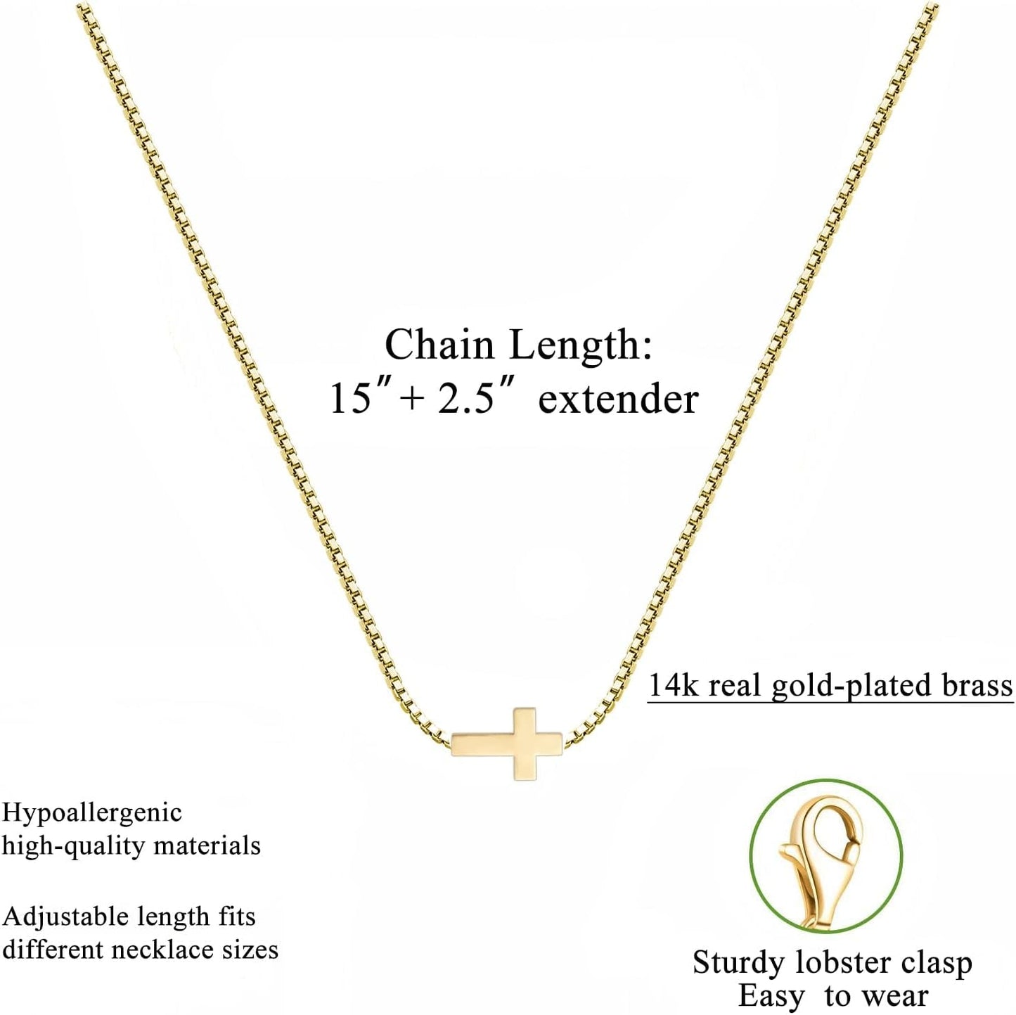 Emerald Birthstone Necklace for Women 14K Real Gold Plated Dainty Cross Pendant Cubic Zirconia Charm Chain Necklace Birthday Gifts for Women Jewelry