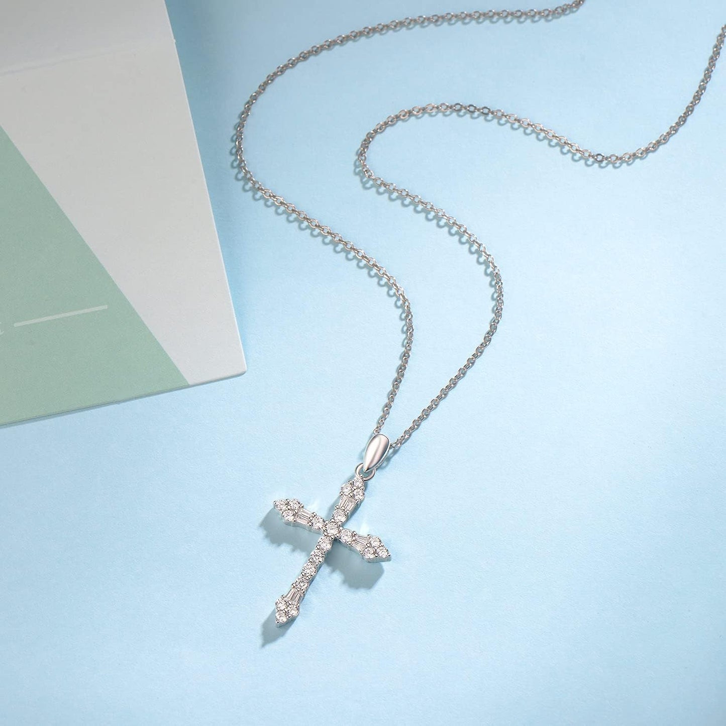 Cross Necklace for Women 925 Solid Sterling Silver Cubic Zirconia Twisted Cross Infinity Loop Princess Pendant Necklace Faithful for Women Girls, 18" Extender