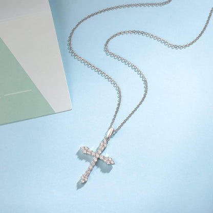 Cross Necklace for Women 925 Solid Sterling Silver Cubic Zirconia Twisted Cross Infinity Loop Princess Pendant Necklace Faithful for Women Girls, 18" Extender