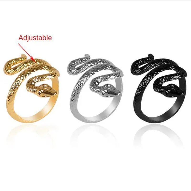 12/8/5/2/1Pcs: Lnnovative snake ring, movable mouth ring, Old gold, old silver, rose gold, gold, gun black，silver,6colors to choose from - WORLD TIME VISITS