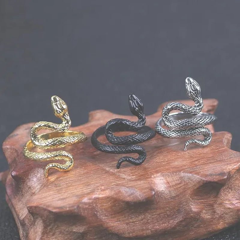 12/8/5/2/1Pcs: Lnnovative snake ring, movable mouth ring, Old gold, old silver, rose gold, gold, gun black，silver,6colors to choose from - WORLD TIME VISITS