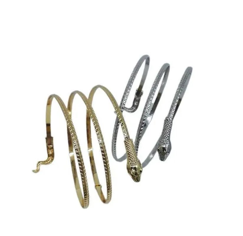 12/8/5/3/2/1Pcs:ashion personality Snake Bracelet, metal snake bracelet, gold and silver available - WORLD TIME VISITS