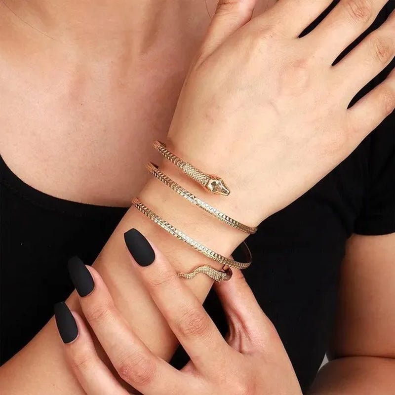 12/8/5/3/2/1Pcs:ashion personality Snake Bracelet, metal snake bracelet, gold and silver available - WORLD TIME VISITS