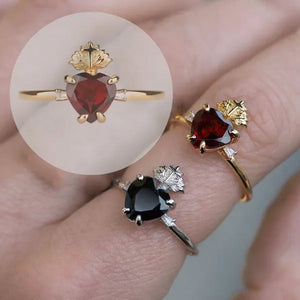 Elegant Exquisite silver plated Ring Sacred Heart Ruby Ring Women's Fashion Engagement Anniversary Zircon Ring
