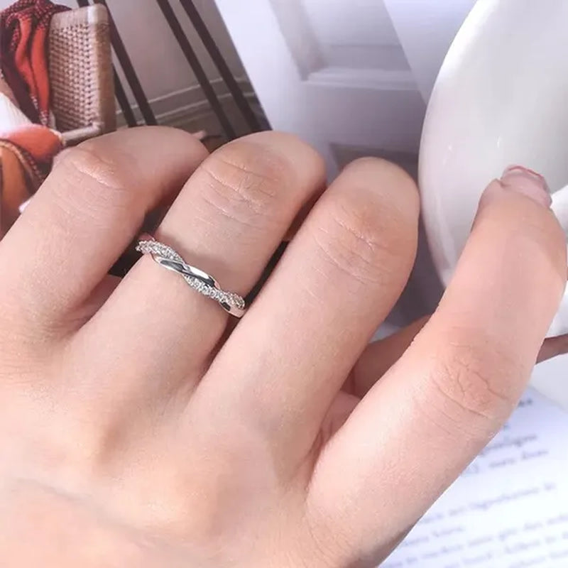 Diamond Ring Engagement Ring  Diamond Anniversary Twined Vine Simple Infinity Eternity Ring Bridal Women Promise Ring Anniversary Gold Wedding Bands Size 4-10 - WORLD TIME VISITS