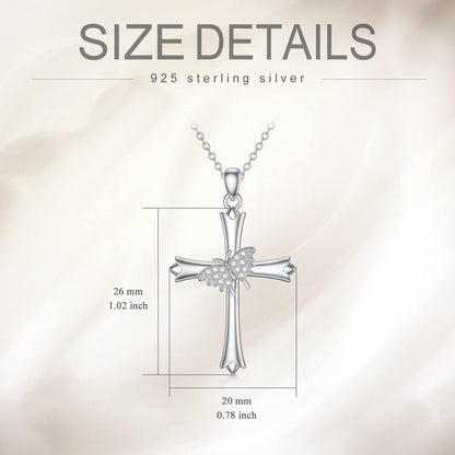 Diamond Cross Necklace for Women 925 Sterling Silver D Color Diamonds Cross Pendant Religious Jewelry Gifts for Birthday Christmas Mother'S Day