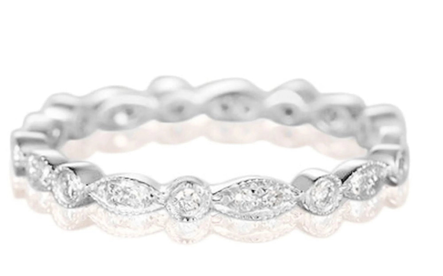 .50 Ct Diamond Matching Ring Band - Full Eternity Band - Art Deco Stackable Ring - 10K White Gold