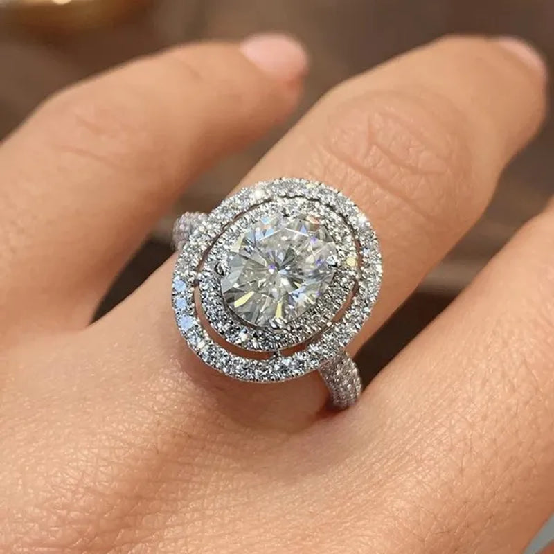 Delicate Bridal Engagement Rings Oval White Sapphire Cubic Zirconia Rings for Women Wedding Jewelry Gift