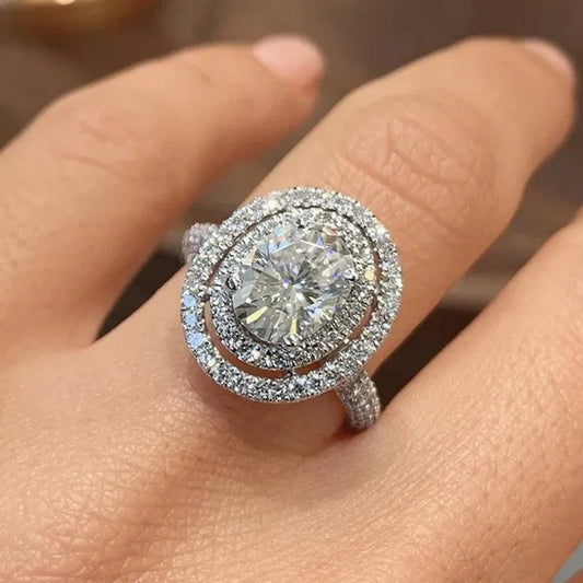 Delicate Bridal Engagement Rings Oval White Sapphire Cubic Zirconia Rings for Women Wedding Jewelry Gift