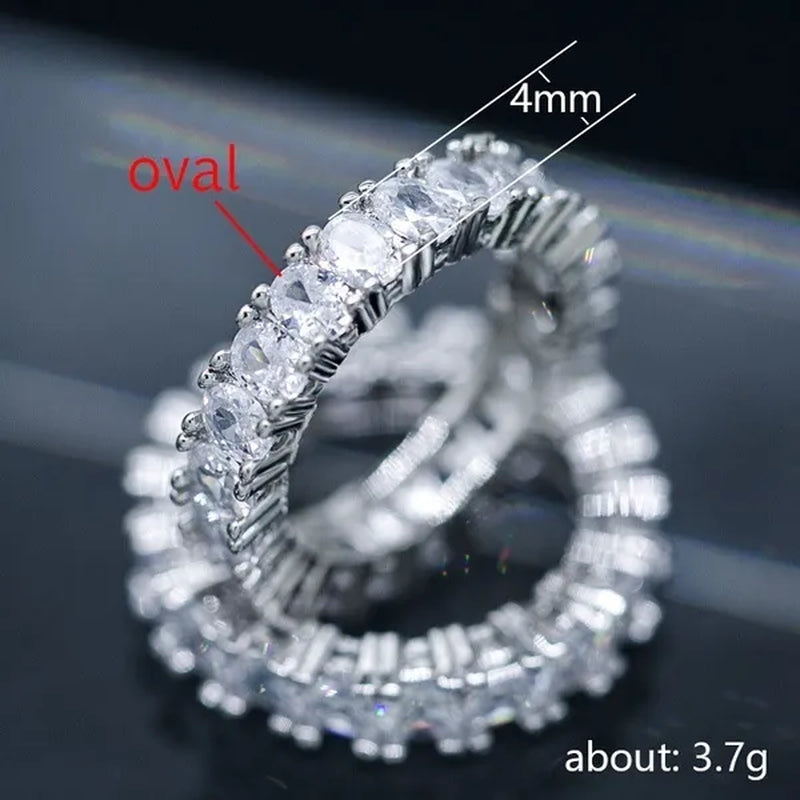 For Beauties! 1PC Pave Setting Square Heart Oval T-Shape Simulated Diamond CZ Eternity Band Engagement Wedding Stone Rings - WORLD TIME VISITS