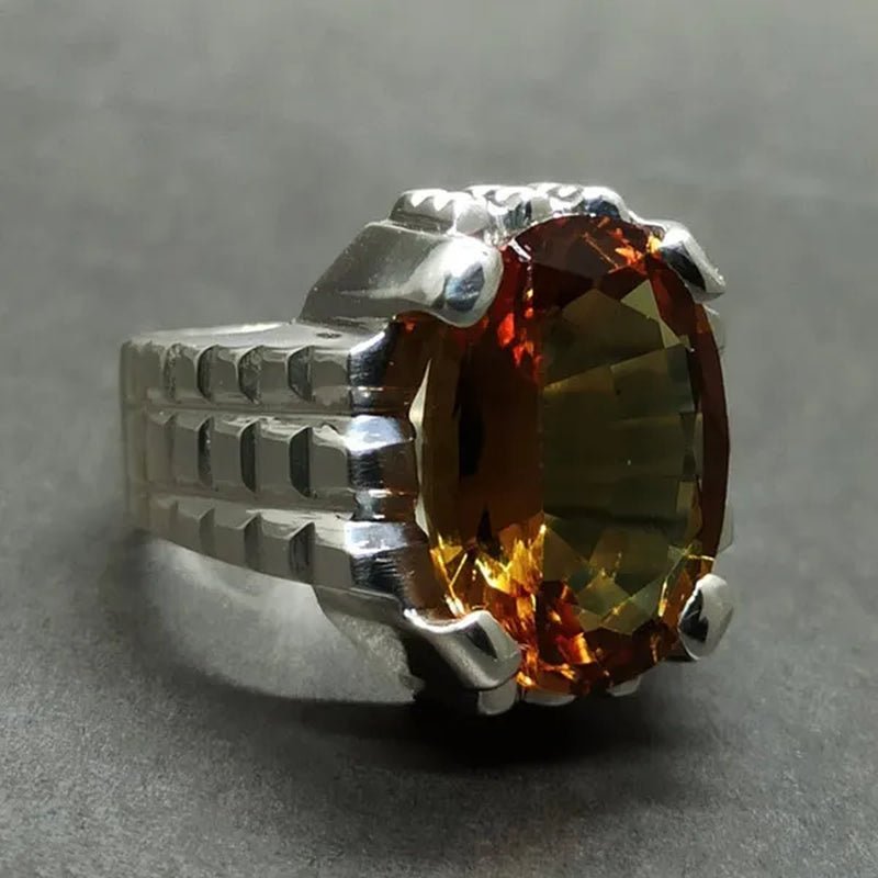 14 Carat Big Oval Cut Alexandrite Mens Ring Silver color Handmade Color Changing Gemstone Ring Size 5 - 11 - WORLD TIME VISITS