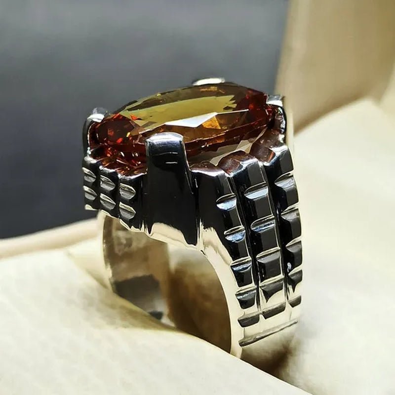 14 Carat Big Oval Cut Alexandrite Mens Ring Silver color Handmade Color Changing Gemstone Ring Size 5 - 11 - WORLD TIME VISITS