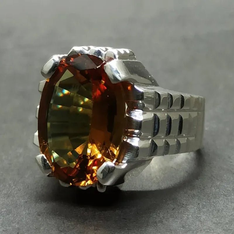 14 Carat Big Oval Cut Alexandrite Mens Ring Silver color Handmade Color Changing Gemstone Ring Size 5 - 11 - WORLD TIME VISITS