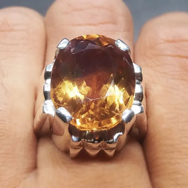 14 Carat Big Oval Cut Alexandrite Mens Ring Silver color Handmade Color Changing Gemstone Ring Size 5 - 11 - WORLD TIME VISITS