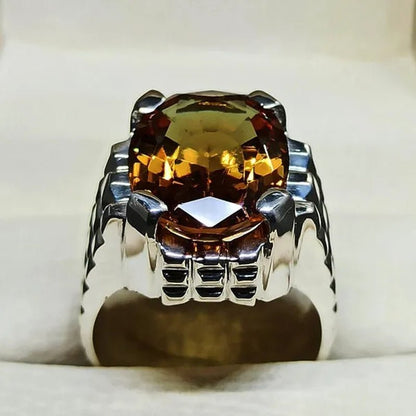 14 Carat Big Oval Cut Alexandrite Mens Ring Silver color Handmade Color Changing Gemstone Ring Size 5 - 11 - WORLD TIME VISITS