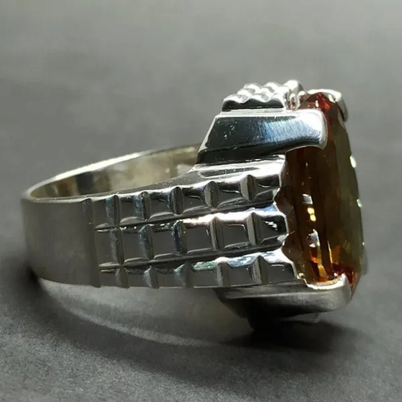 14 Carat Big Oval Cut Alexandrite Mens Ring Silver color Handmade Color Changing Gemstone Ring Size 5 - 11 - WORLD TIME VISITS