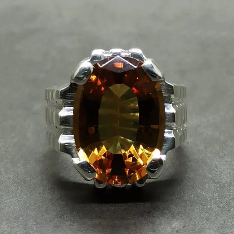 14 Carat Big Oval Cut Alexandrite Mens Ring Silver color Handmade Color Changing Gemstone Ring Size 5 - 11 - WORLD TIME VISITS