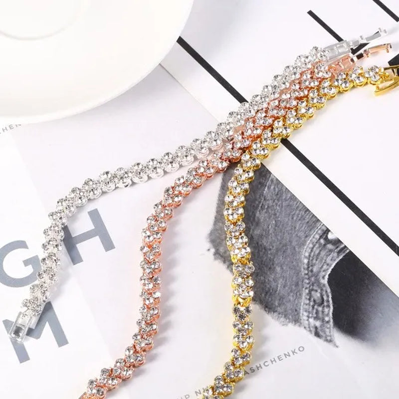 European and American Fashion Roman Style Women'S Zircon Bracelet Shiny Zircon Wedding Engagement Bracelet Valentine'S Day Anniversary Gift Birthday Party Jewelry