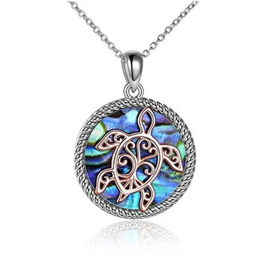 Fashion Women Ocean Necklace Sterling Silver Sea Turtle/Dolphin/Mermaid Necklace Abalone Shell Tortoise/Mermaid Tail Necklace