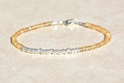 Citrine Bracelet Yellow Beaded Bracelet Gemstone Bracelet