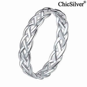 Chicsilver 925 Sterling Silver Ring for Women Men 4Mm Celtic Knot Wedding Band Eternity Ring Size 4 to 12