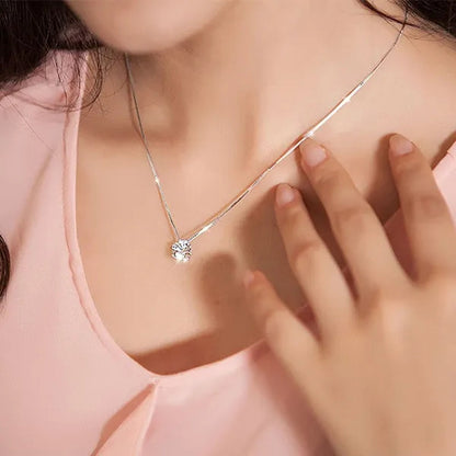 Women Simple Trendy Zircon Rhinestone Choker Necklace Shine Diamond Silver Chain Jewelry