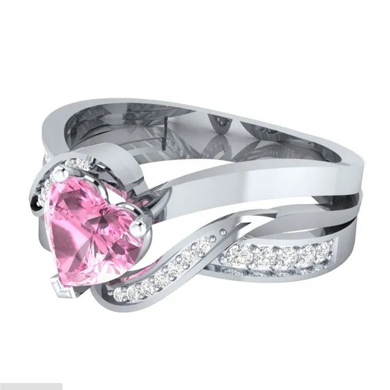 Natural Black Sapphire & Diamond Heart Cut Engagement Wedding 18 K White Gold Filled Ring - WORLD TIME VISITS