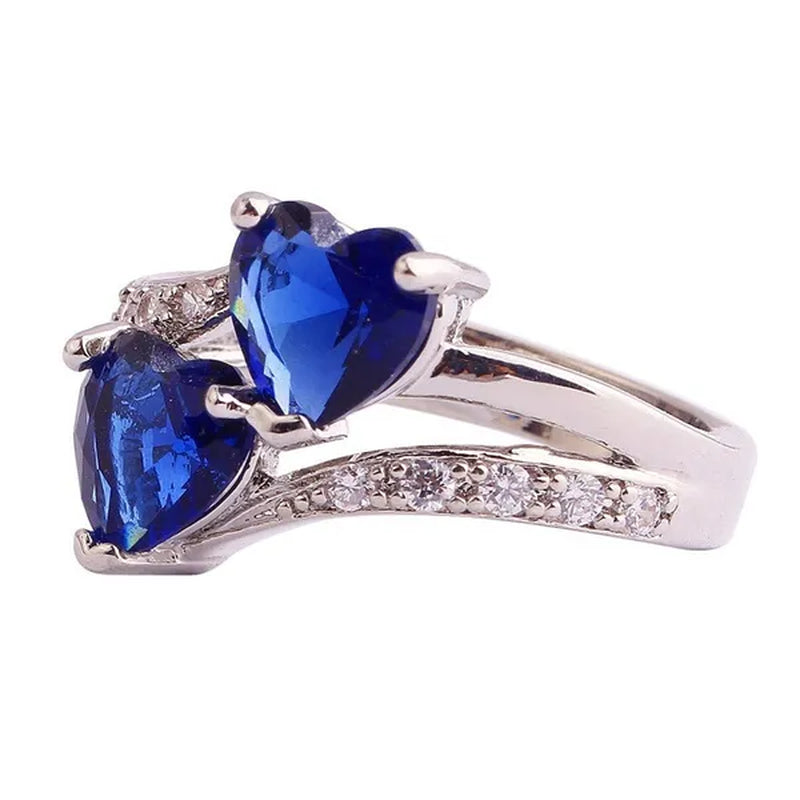 Fashion Lover Jewelry Heart Cut Rainbow & White Topaz Gemstone Silver Ring Size 5 6 7 8 9 10 11 12 13 HANNAH MARTIN