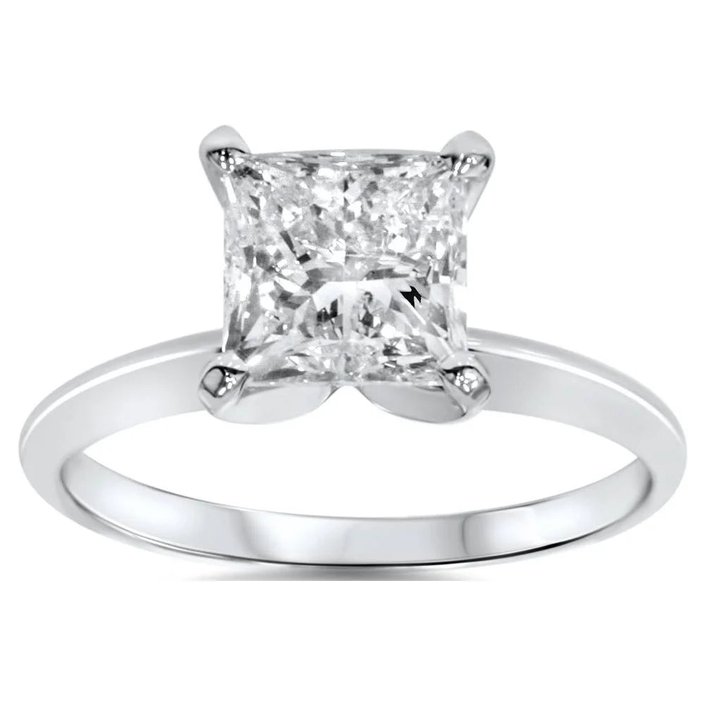 Pompeii 2Ct Princess Cut Diamond Solitaire Engagement Ring 14K White Gold ((G-H),I2-I3)