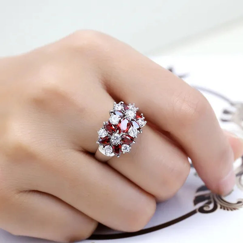 Fashion women 925 sterling  silver sapphire & white topaz gemstones Rings Size 6 7 8 9 10