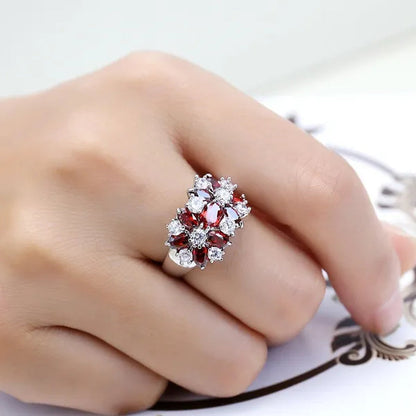 Fashion women 925 sterling  silver sapphire & white topaz gemstones Rings Size 6 7 8 9 10