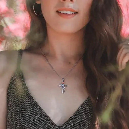 Trendy Flower Cross Necklace for Women Engagement Wedding Accessories Valentine's Day Gift