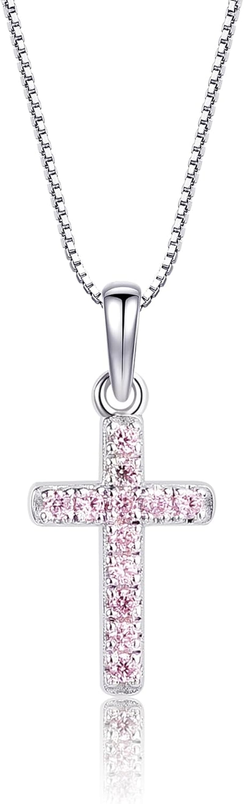 Girl'S 925 Sterling Silver or 14K Gold-Plated CZ Cross Necklace for Baptism, First Communion, or Confirmation Gift