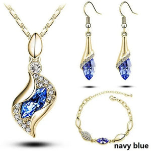 2022 Elegant Luxury Simple 18k Gold Sterling Silver Rose Gold Color Austrian Crystal Pendant Necklace Earring Bracelet 925 Sterling Silver Engagement Jewelry Set Lady Gift Birthday Gift Jewelry Set
