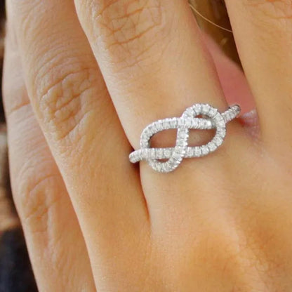 Delicate Micro Pave Cubic Zirconia Infinity Rings for Women Bride Engagement Proposal Ring Gift