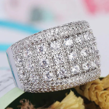 New Luxury Fashion Round Moissanite Diamond Ring Engagement Ring for Women Lady Anniversary Gift Jewelry Christmas Gift