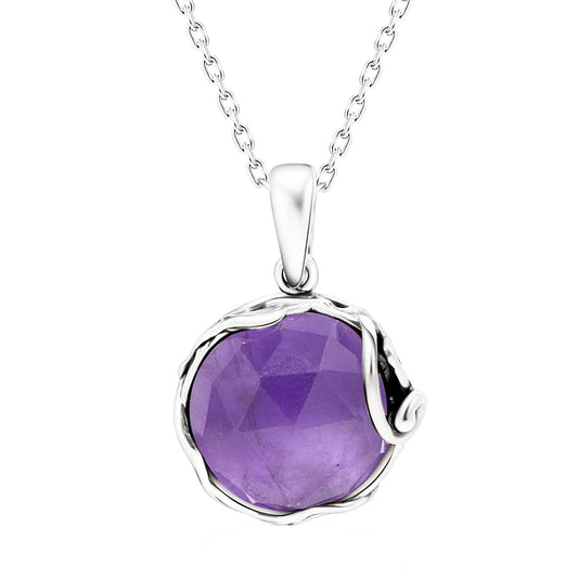 925 Sterling Silver Amethyst Necklaces for Women - February Birthstone - Silver Pendant Necklaces - Statement Necklace Silver - Everyday Jewelry Silver - Necklace Amethyst