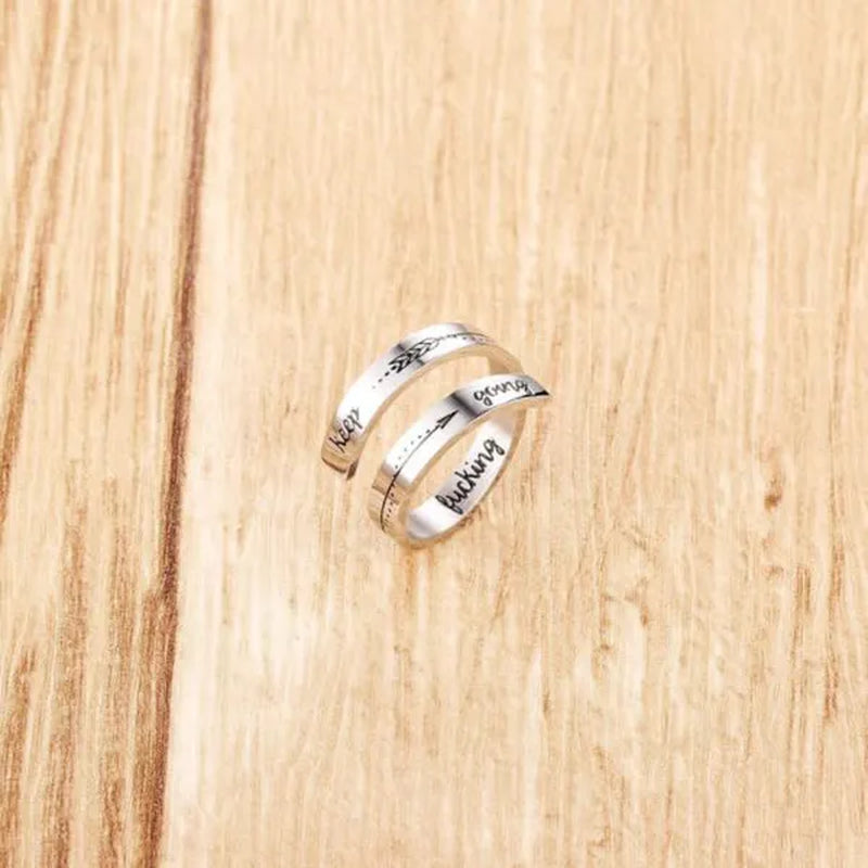ANTIQUE DESIGN 925 Sterling Silver Ring Silver Keep Going Ring Inspirational Ring New Men's Women's Engraving Jewelry