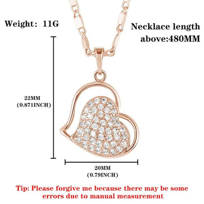 Classic Necklaces For Women Lovely Double Heart Necklace Vintage Rose Gold Necklace Diamond Women Necklace Valentine'S Day Gift For Women