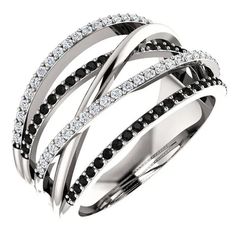 Natural Black Sapphire Diamond Ring Anniversary Gift Engagement Wedding Rings Jewelry Gift for Women Ladies Size 5 6 7 8 9 10