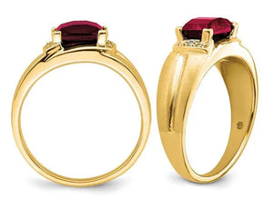 Men'S 1.60 Carat (Ctw) Lab Created Ruby Ring in 14K Yellow Gold