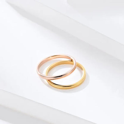 2Mm Stainless Steel Thin Ring Rose Gold Black for Women Men Minimalist Ring Jewelry Party Simple Fashion Gift Size 3 to 12