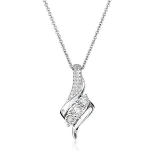 Delicate Elegant Bridal Wedding Necklace for Women Crystal Zircon Pendant Silver Plated Necklace