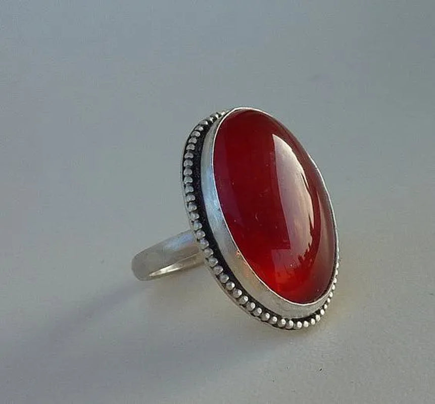 Sparking Red Onyx Ring 925 Sterling Silver and Natural Gemstone for Women Engagement Wedding Luxury Fine Jewelry Size 4-12