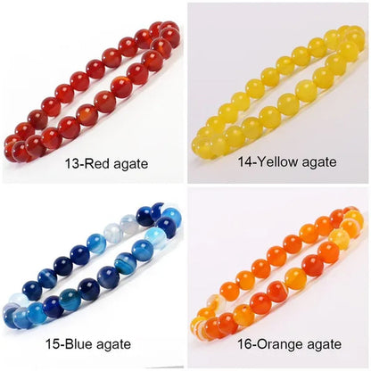 43 Style New 8MM Natural Stone Bracelet / Apatite / Agate /amethyst /watermelon /Rose Quartz /Morgan Stone/malachite/Tiger Eye Fashion Bracelet Unisex