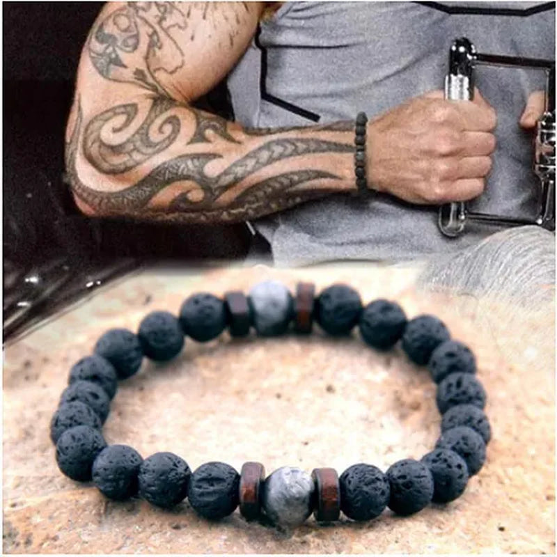 Luxury Fashion Men'S Creative Bead Bracelet Handwoven Adjustable Natural Stone Bead Bracelet Hip Hop Bracelet Men'S Jewelry Party Anniversary Gift Christmas Gift Jewelry - WORLD TIME VISITS