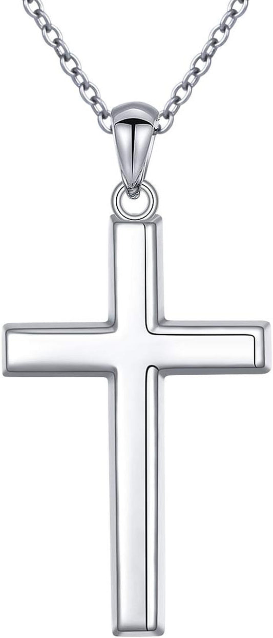 S925 Sterling Silver Cross Pendant Necklace for Women Men Note Music Flower Panda Pentacle Jewelry