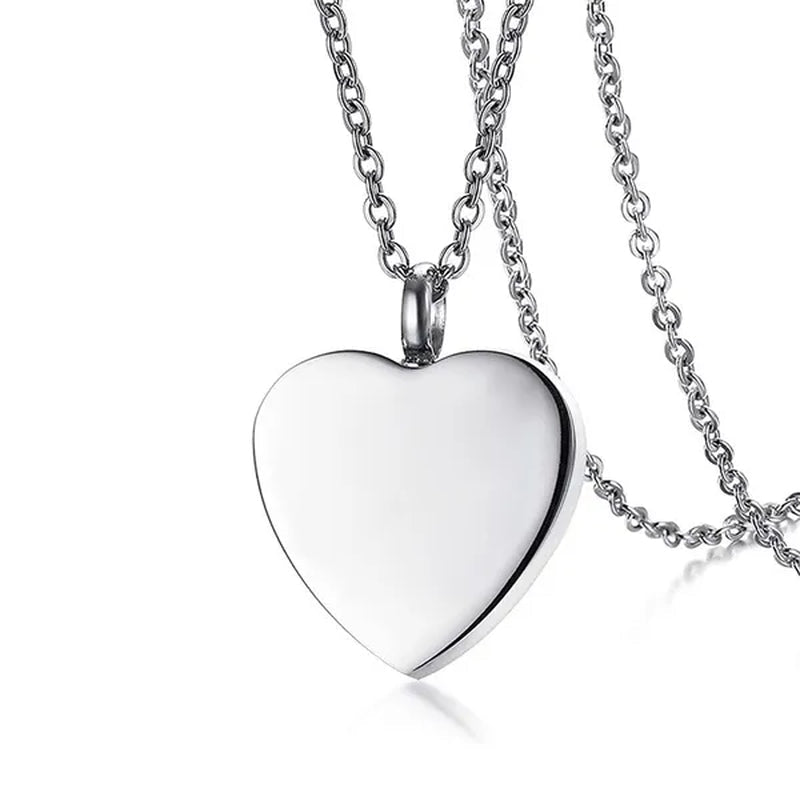 Heart Dove Pendant Necklace Cremation Jewelry Urn Stainless Steel Ashes Jar Keepsake-Forever in My Heart